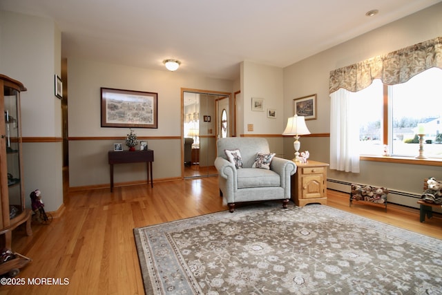 living area featuring light hardwood / wood-style floors