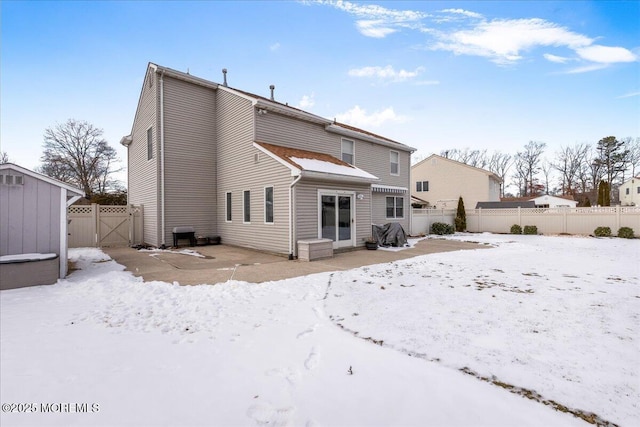 view of snow covered property