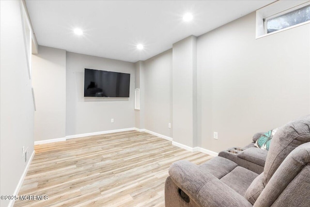 interior space with light hardwood / wood-style flooring