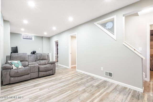 living room featuring light hardwood / wood-style flooring