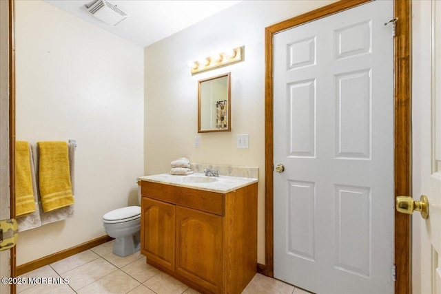 bathroom featuring tile patterned flooring, vanity, and toilet