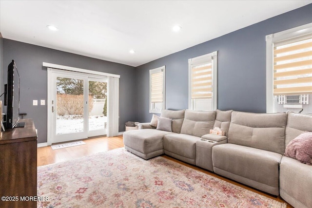 living room featuring light hardwood / wood-style floors