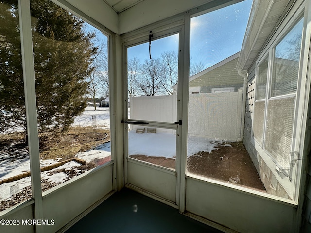 view of unfurnished sunroom