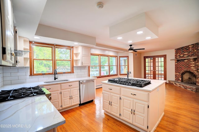 705 Princeton Rd, Lanoka Harbor, NJ 08734 - kitchen with dishwasher, open shelves, gas cooktop, a sink, and recessed lighting