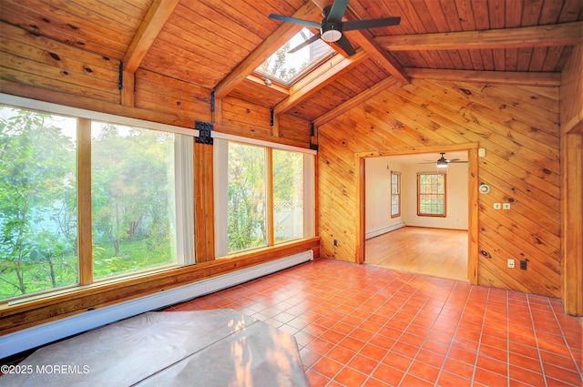 705 Princeton Rd, Lanoka Harbor, NJ 08734 - unfurnished sunroom featuring a baseboard heating unit, baseboard heating, and a skylight