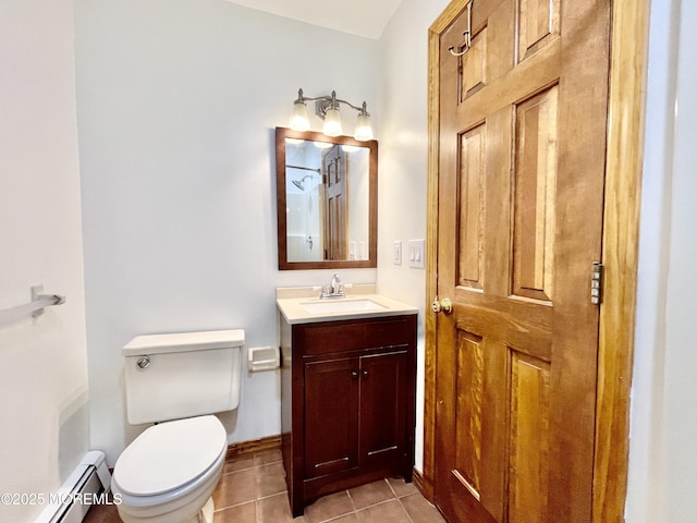 705 Princeton Rd, Lanoka Harbor, NJ 08734 - bathroom featuring a baseboard radiator, vanity, toilet, tile patterned floors, and baseboards
