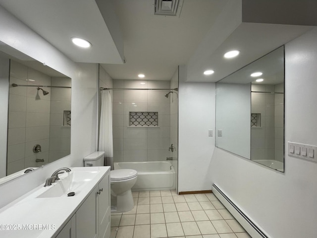 705 Princeton Rd, Lanoka Harbor, NJ 08734 - bathroom featuring a baseboard heating unit, tile patterned flooring, recessed lighting, toilet, and vanity