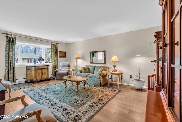 living room with light hardwood / wood-style floors