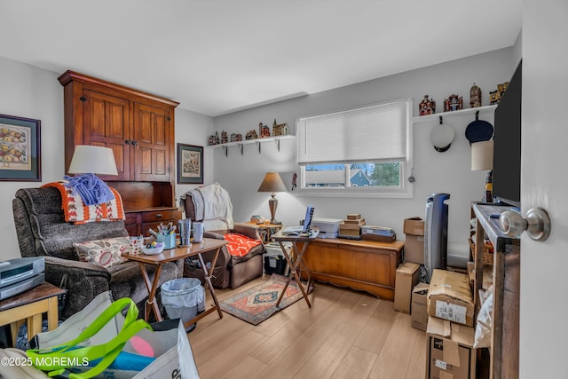 interior space with light hardwood / wood-style floors