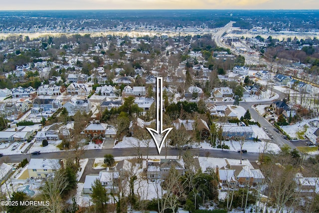 view of aerial view at dusk