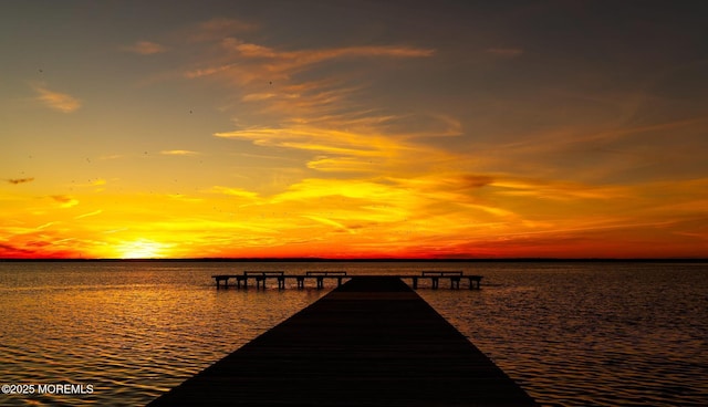 view of dock featuring a water view