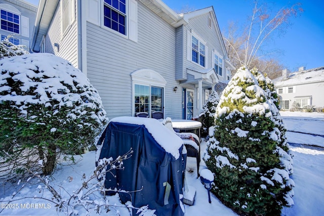 view of snow covered exterior