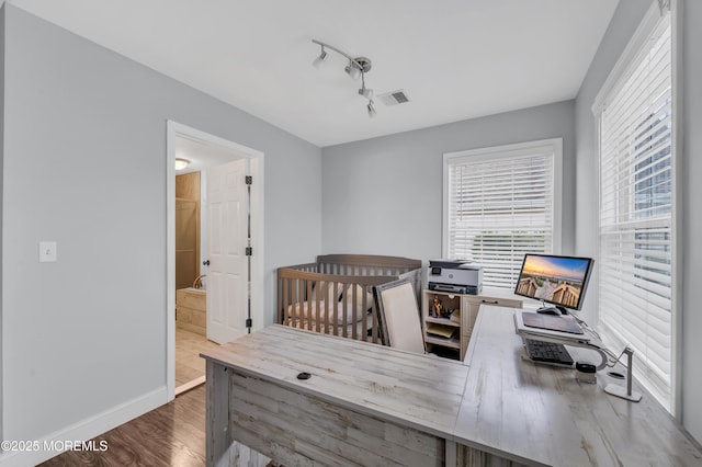 office space featuring hardwood / wood-style flooring