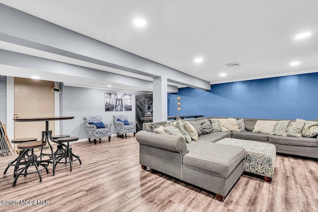 living room featuring light hardwood / wood-style flooring