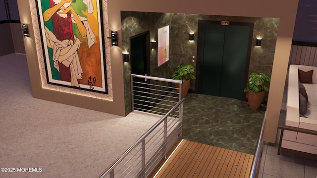 interior space with elevator