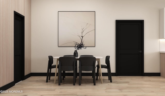 dining space featuring light hardwood / wood-style flooring