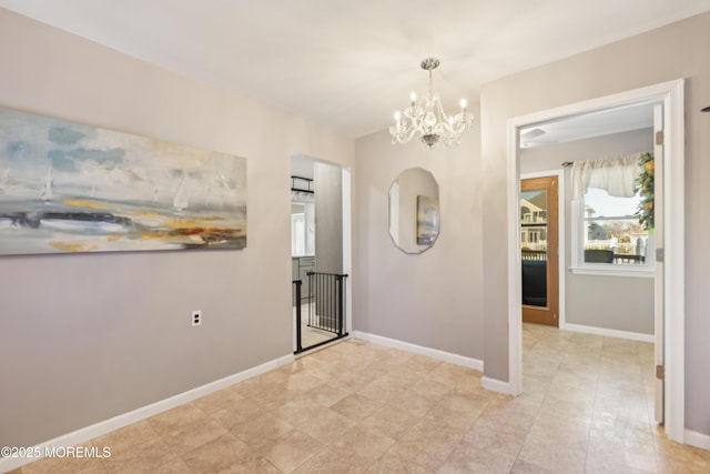 interior space featuring a chandelier