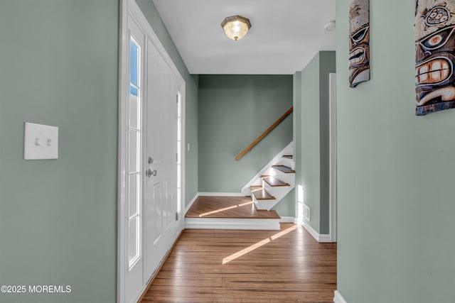 foyer entrance featuring wood-type flooring