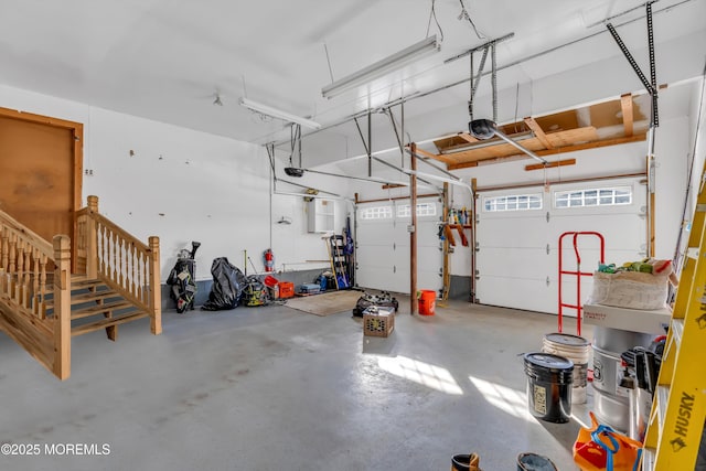 garage with a garage door opener