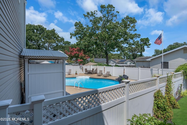 view of swimming pool with a patio