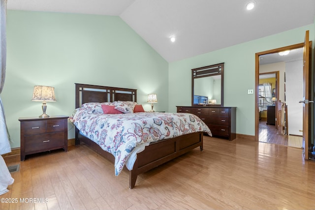 18 Tall Oaks Ct, Old Bridge, NJ 08857 - bedroom with wood finished floors, baseboards, high vaulted ceiling, and recessed lighting