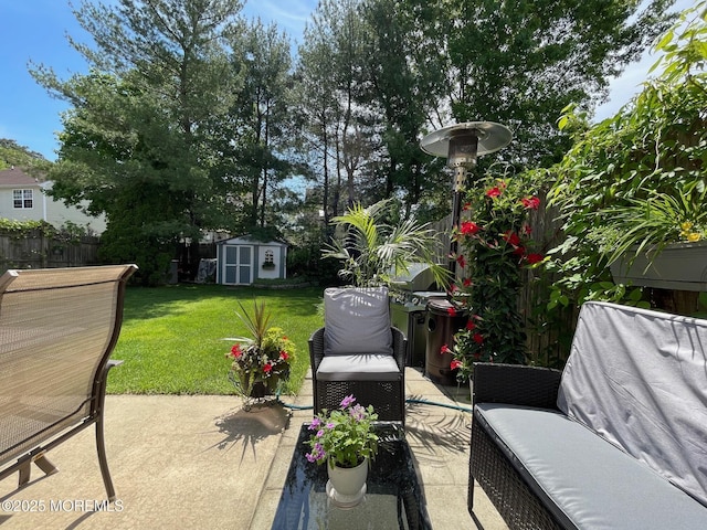 18 Tall Oaks Ct, Old Bridge, NJ 08857 - view of patio / terrace with a storage shed, an outbuilding, and an outdoor living space