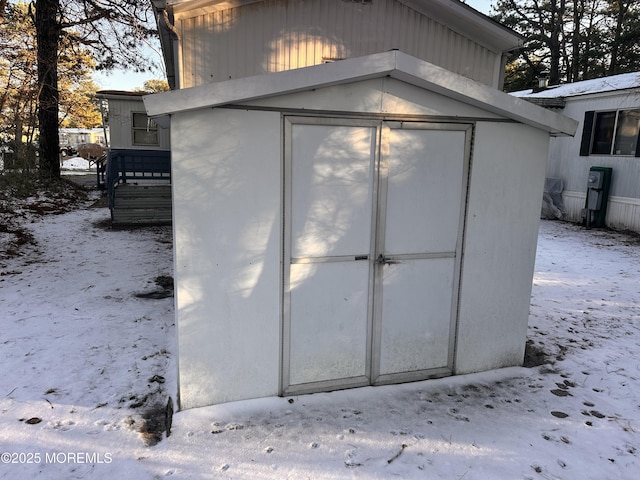 view of snow covered structure