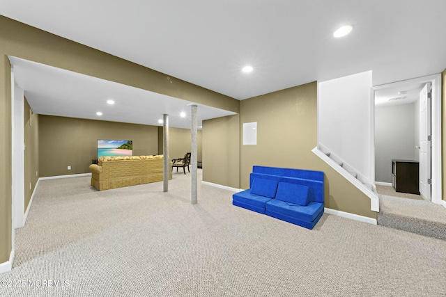 basement featuring carpet floors