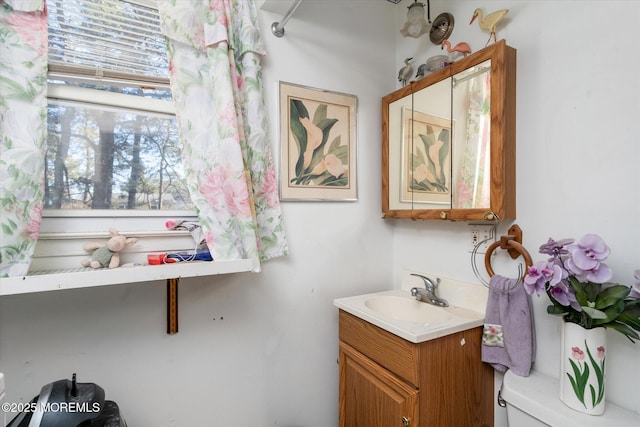 bathroom with vanity, plenty of natural light, and toilet