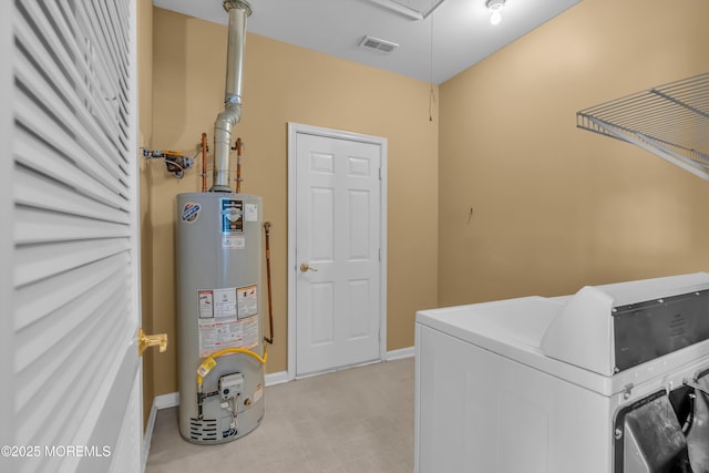 washroom featuring separate washer and dryer and water heater