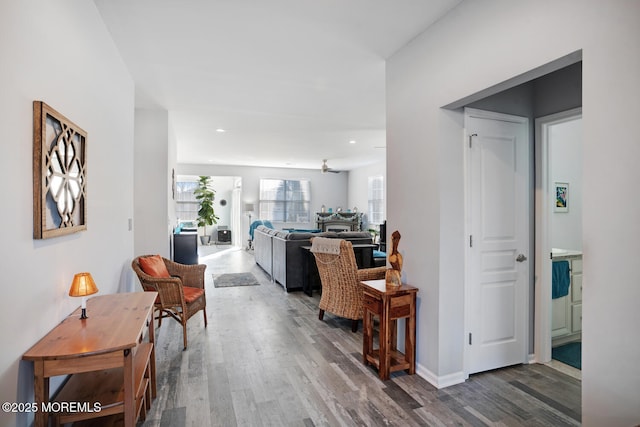 hall featuring wood-type flooring