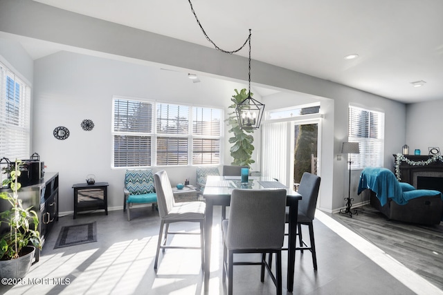 dining space with a notable chandelier