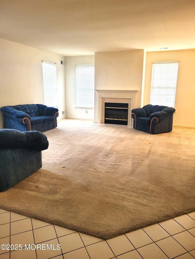 living room with light carpet