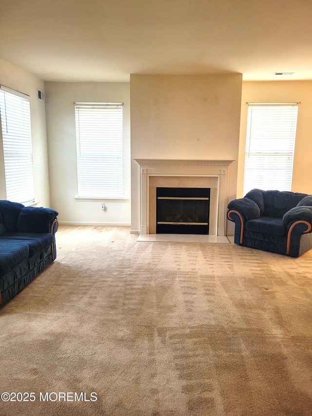 living room featuring carpet