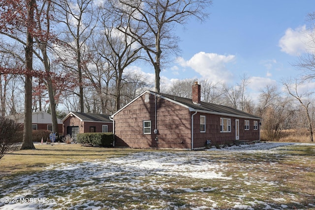 view of snow covered property