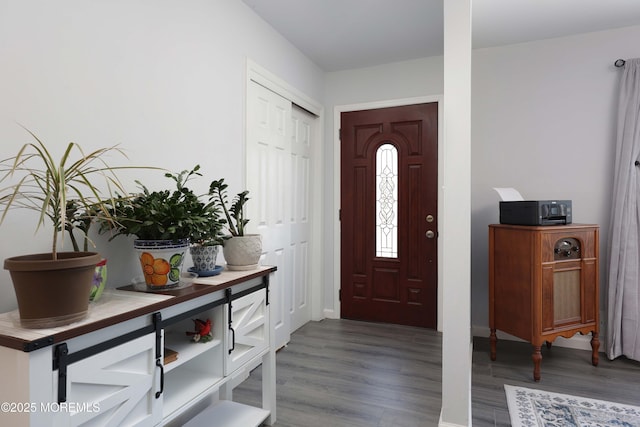 entrance foyer with hardwood / wood-style floors