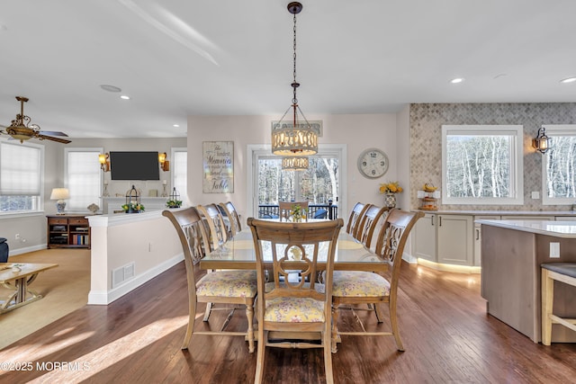 9 Mehar Ct, Jackson, NJ 08527 - dining area with a chandelier, healthy amount of natural light, wood finished floors, recessed lighting, and baseboards
