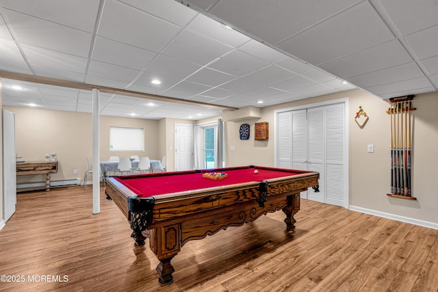 9 Mehar Ct, Jackson, NJ 08527 - game room featuring light wood-style floors, a drop ceiling, billiards, baseboards, and recessed lighting