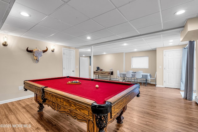 9 Mehar Ct, Jackson, NJ 08527 - playroom featuring wood finished floors, baseboards, billiards table, recessed lighting, and a paneled ceiling