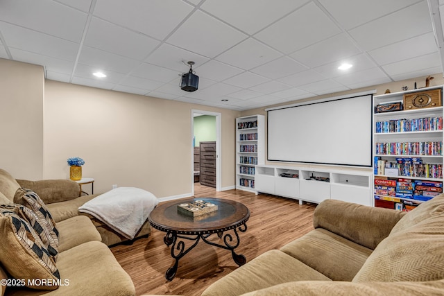 9 Mehar Ct, Jackson, NJ 08527 - cinema room with wood finished floors, a drop ceiling, baseboards, and recessed lighting