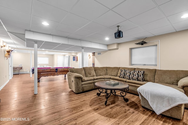 9 Mehar Ct, Jackson, NJ 08527 - living area with billiards, wood finished floors, a paneled ceiling, recessed lighting, and baseboards