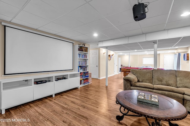 9 Mehar Ct, Jackson, NJ 08527 - home theater with wood finished floors, a paneled ceiling, and recessed lighting