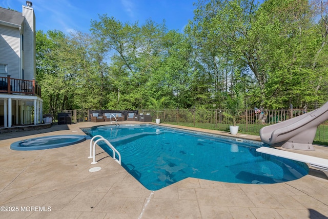 9 Mehar Ct, Jackson, NJ 08527 - view of swimming pool featuring a patio area, fence, an in-ground hot tub, and outdoor lounge area