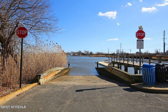 dock area featuring a water view