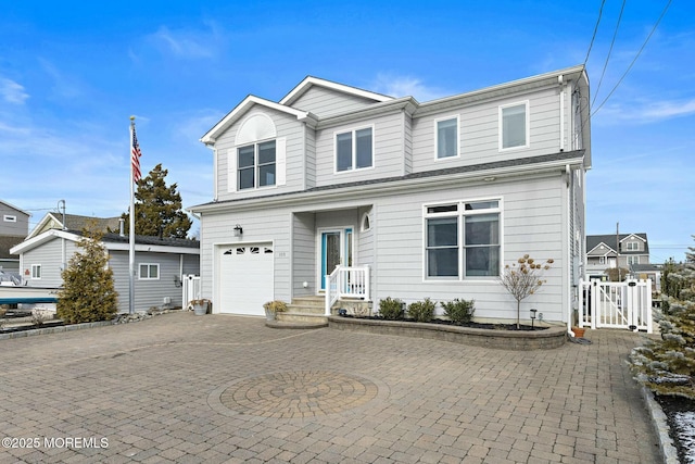 front facade with a garage