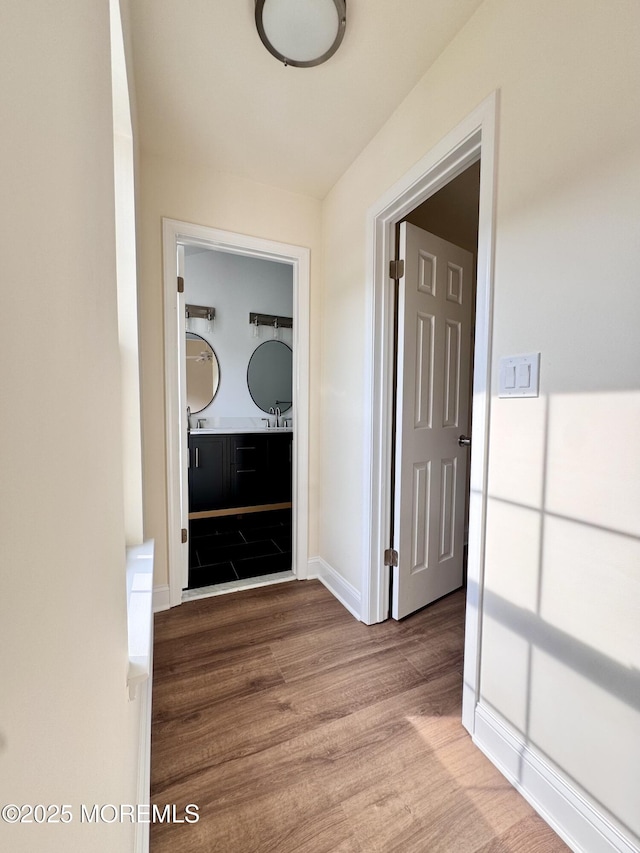 327 Daniele Dr, Ocean Twp, NJ 07712 - hall with wood finished floors and baseboards