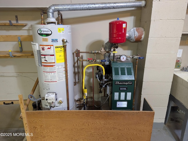 utility room with water heater