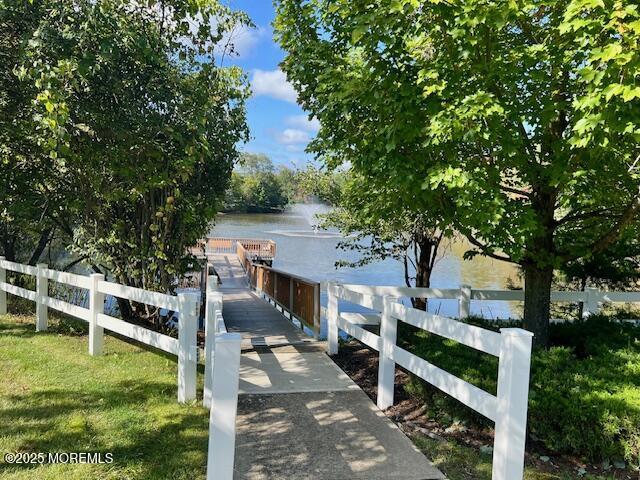 view of dock featuring a water view