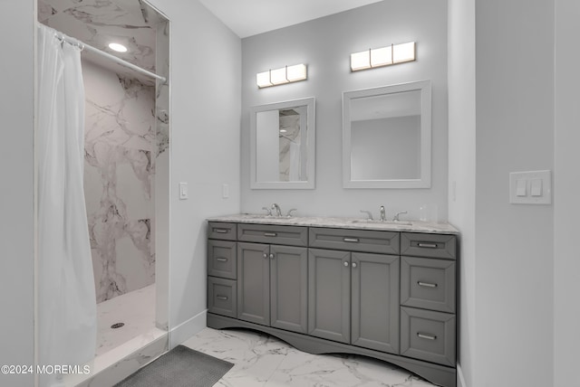 bathroom featuring vanity and a shower with curtain