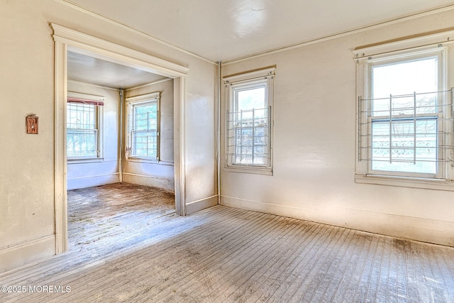 unfurnished room with wood-type flooring and a wealth of natural light